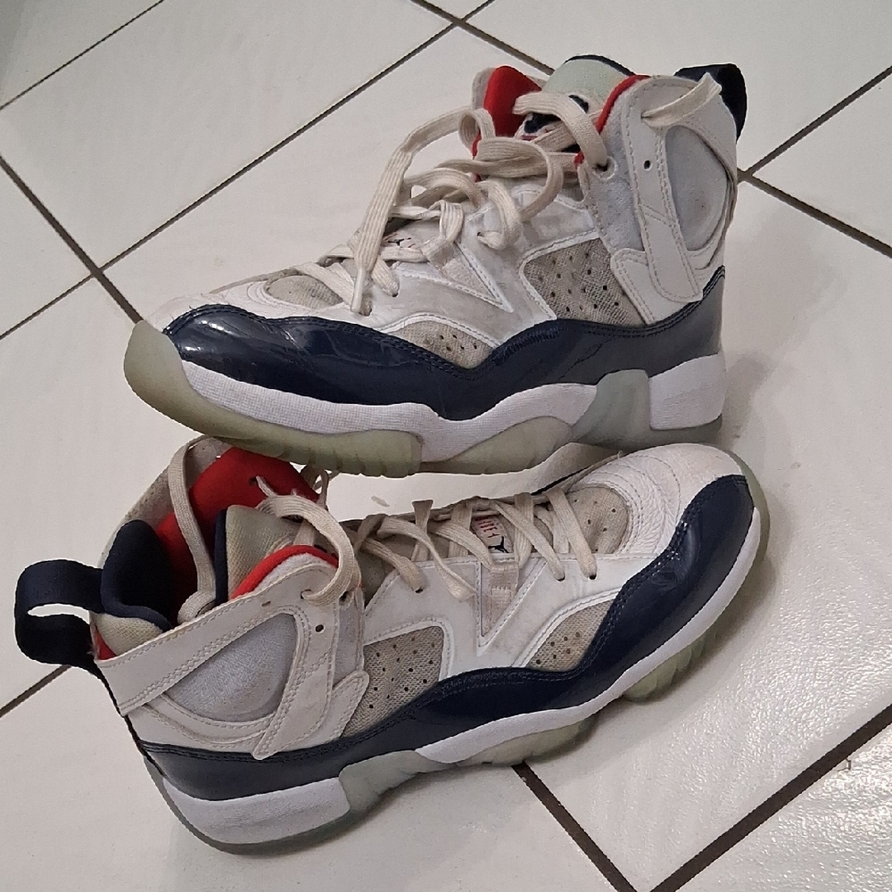 Nike High-Top Sneakers - White, Navy, and Red